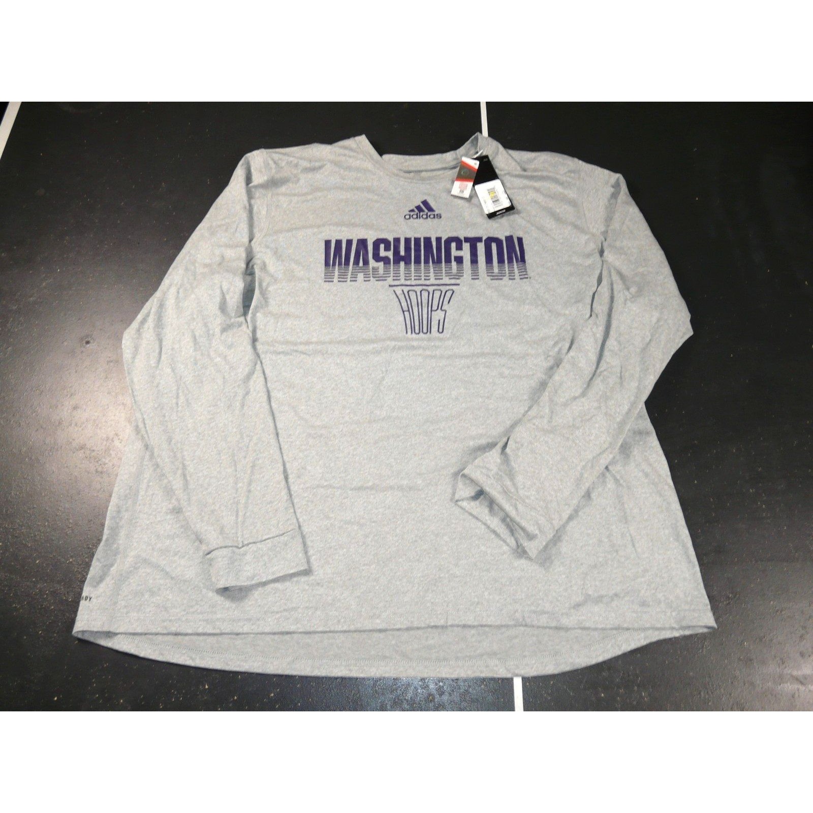 Uw Washington Huskies Hoops Basketball Adidas Long Sleeve Gray Men's Sz 2xl Nwt
